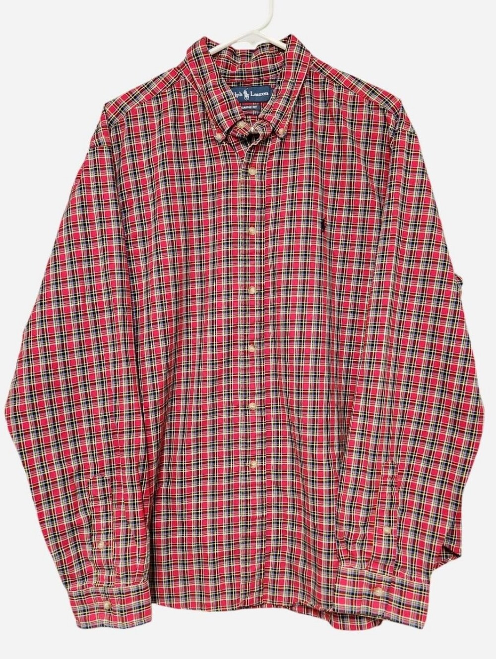 Ralph Lauren Red Plaid Button Down Shirt XXL Classic Fit Cotton Preppy Flannel